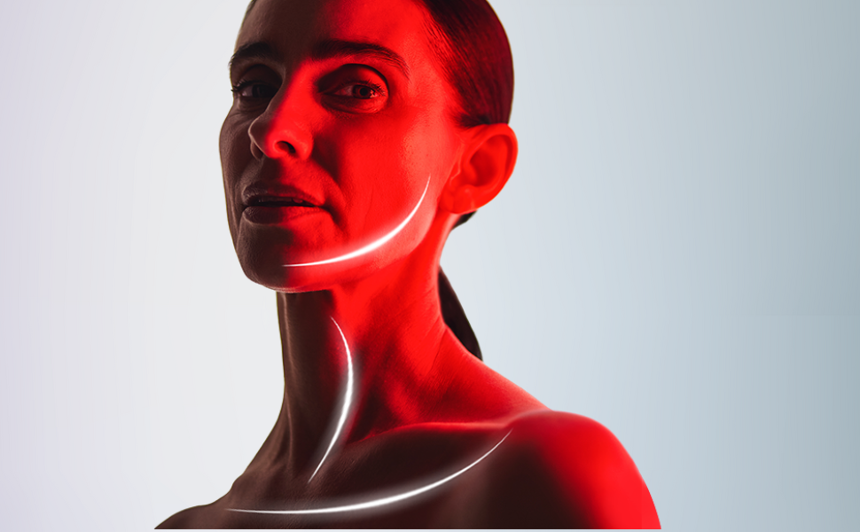 Kit LED para rostro y cuello CurrentBody Skin: Serie 2 | Antiedad para rostro, cuello y escote con terapia de luz roja